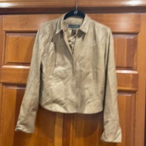 Softest kid leather beige shirt jacket